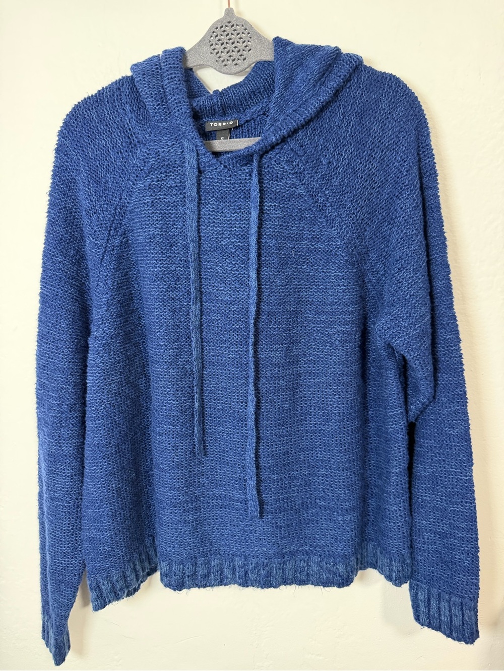 Torrid Textured Boxy Hoodie Sweater Blue 100% Cotton Size 0 (L) NWT - Picture 2 of 9